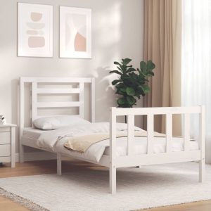 Bed Frame with Headboard Solid Wood