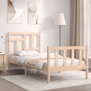 Bed Frame with Headboard Solid Wood