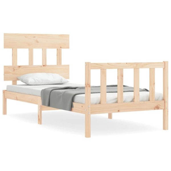 Bed Frame with Headboard 92×187 cm Single Solid Wood