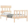 Bed Frame with Headboard 92×187 cm Single Solid Wood