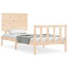 Bed Frame with Headboard 92×187 cm Single Solid Wood