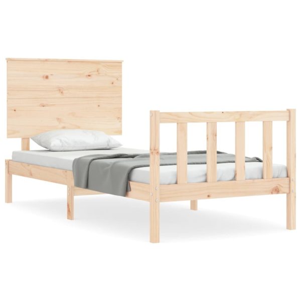 Bed Frame with Headboard 92×187 cm Single Solid Wood