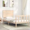 Bed Frame with Headboard 92×187 cm Single Solid Wood