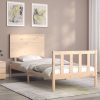 Bed Frame with Headboard 92×187 cm Single Solid Wood