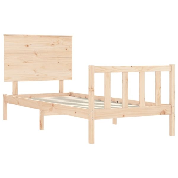 Bed Frame with Headboard 92×187 cm Single Solid Wood