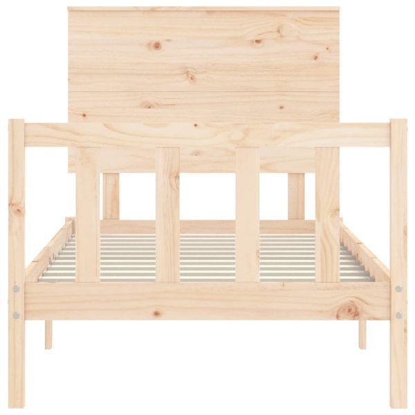 Bed Frame with Headboard 92×187 cm Single Solid Wood