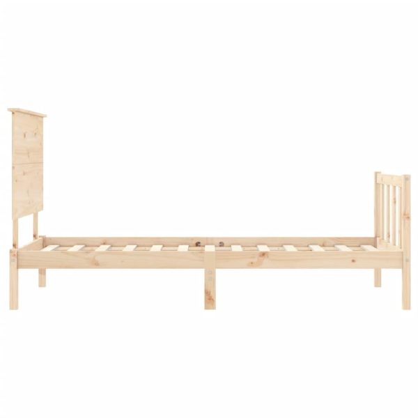 Bed Frame with Headboard 92×187 cm Single Solid Wood