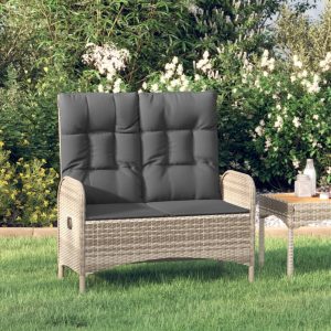 Reclining Garden Bench with Cushions 107 cm Poly Rattan