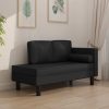 Chaise Lounge with Cushions and Bolster Black Faux Leather