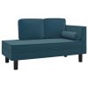 Chaise Lounge with Cushions and Bolster Blue Velvet