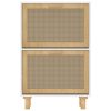 Shoe Cabinet White 52x25x80 cm Engineered Wood and Natural Rattan