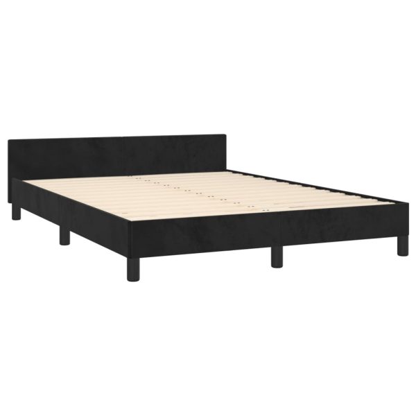 Bed Frame with Headboard Black 137×187 cm Double Velvet