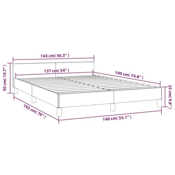 Bed Frame with Headboard Black 137×187 cm Double Velvet