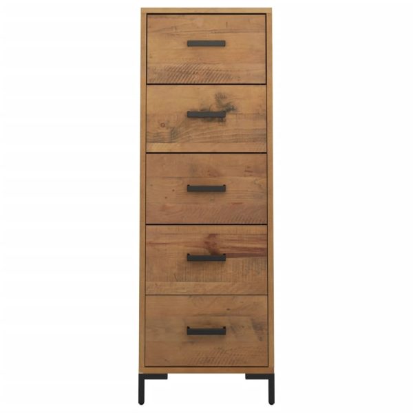 Chest of Drawers 42x35x110 cm Solid Recycled Pinewood