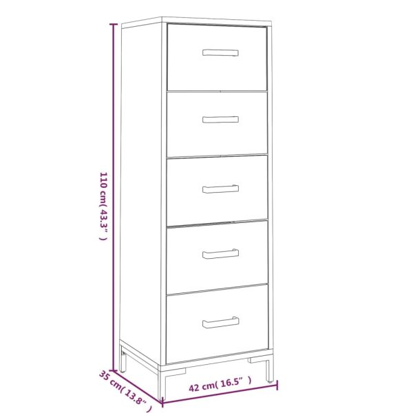 Chest of Drawers 42x35x110 cm Solid Recycled Pinewood