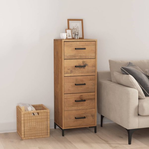 Chest of Drawers 42x35x110 cm Solid Recycled Pinewood