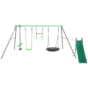 Lynx 5 Station Swing Set with Slippery Slide