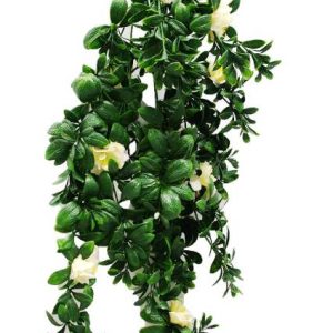 Hanging White Rose Stem UV 85cm