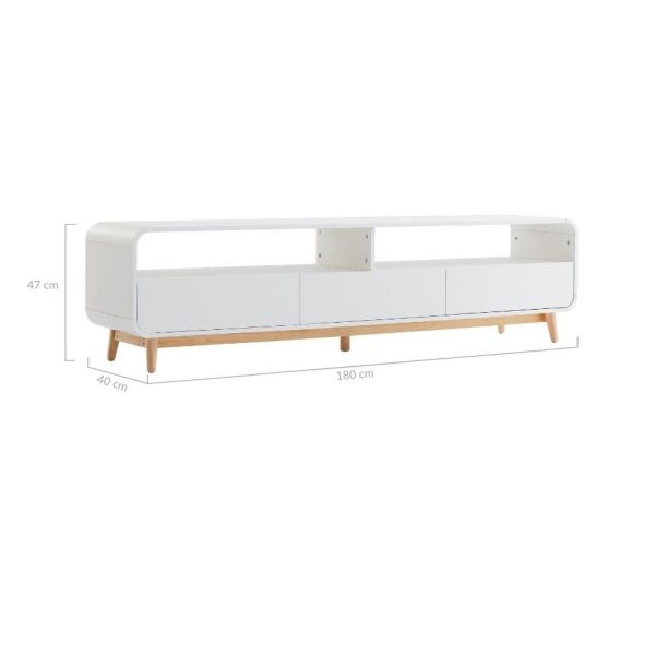 Scarsdale White  Modern Retro TV Unit 180CM