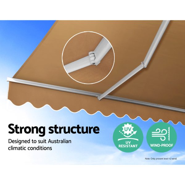 Retractable Folding Arm Awning Manual Sunshade 4Mx3M Beige