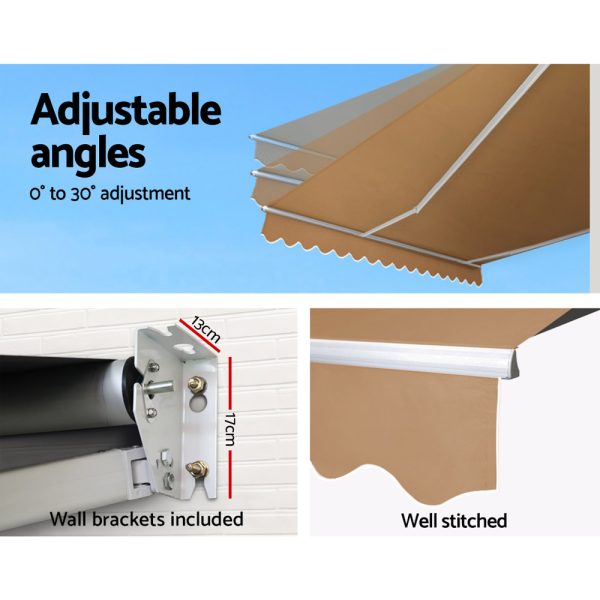 Retractable Folding Arm Awning Manual Sunshade 4Mx3M Beige