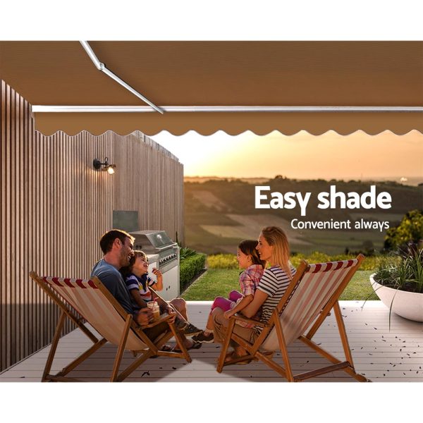 Retractable Folding Arm Awning Manual Sunshade 4Mx3M Beige