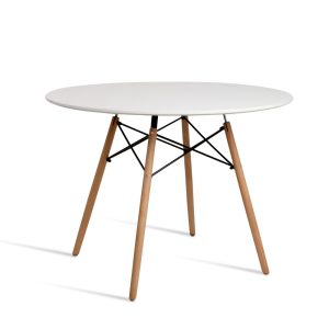 Dining Table 4 Seater Round Replica DSW Eiffel Kitchen Timber White – 100×73 cm