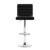 Set of 4 PU Leather Lined Pattern Bar Stools- Chrome – Black