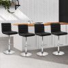 Set of 4 PU Leather Lined Pattern Bar Stools- Chrome – Black