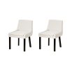 Dining Chairs Set of 2 Corduroy Wooden Beige