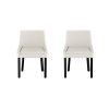 Dining Chairs Set of 2 Corduroy Wooden Beige