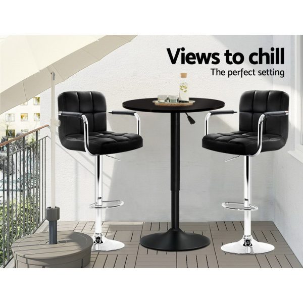 Bar Table Kitchen Tables Swivel Round Metal – Black