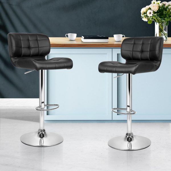 PU Leather Gas Lift Bar Stools – Chrome