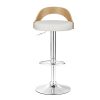 Set of 2 Bar Stools Kitchen Gas Lift Wooden Stool Metal Barstools Swivel – White