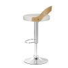 Set of 2 Bar Stools Kitchen Gas Lift Wooden Stool Metal Barstools Swivel – White