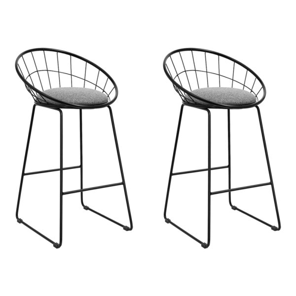 Bar Stools Steel Fabric – Grey and Black – 2