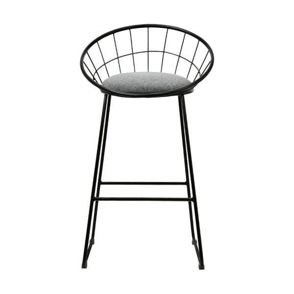 Bar Stools Steel Fabric – Grey and Black – 2