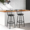 PU Leather Bar Stools – Black and Steel – 2