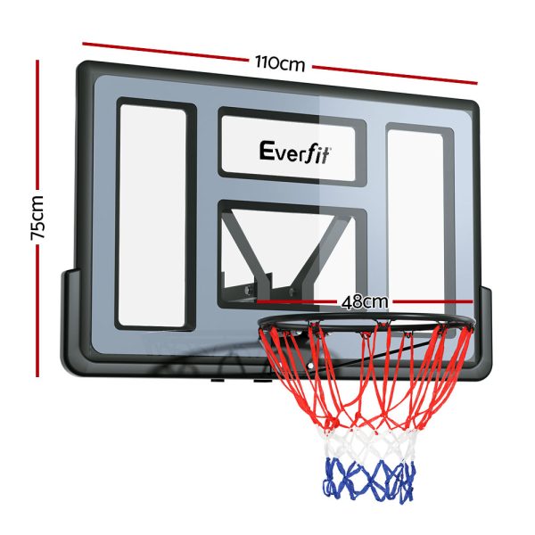 45″ Basketball Hoop Backboard Wall Mounted Ring Net Sports Pro System