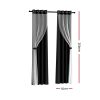 2X 132x213cm Blockout Sheer Curtains Black