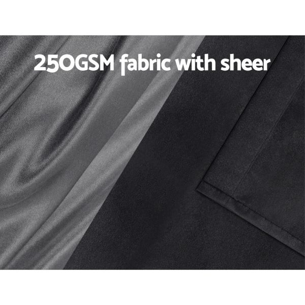 2X 132x213cm Blockout Sheer Curtains Black