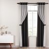 2X 132x213cm Blockout Sheer Curtains Black