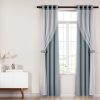 2X 132x213cm Blockout Sheer Curtains Light Grey