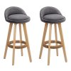 Set of 2 PU Leather Backrest Bar Stools – Grey