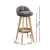 Set of 2 PU Leather Backrest Bar Stools – Grey