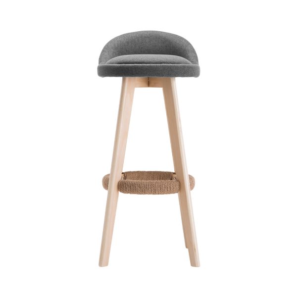 Set of 2 PU Leather Backrest Bar Stools – Grey