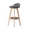 Set of 2 PU Leather Backrest Bar Stools – Grey