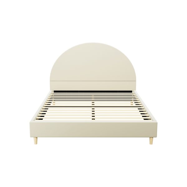 Bed Frame Double Size Velvet Cream ELLA