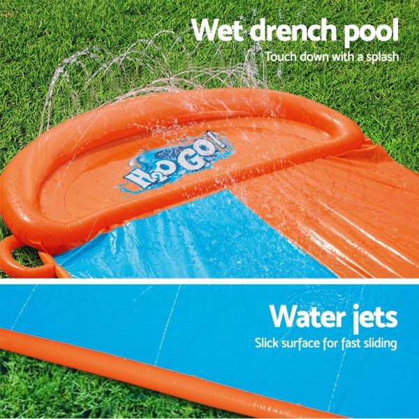 Bestway Inflatable Water Slip Slide Splash Toy Outdoor Play 4.88M – Orange and Blue, Double Kids