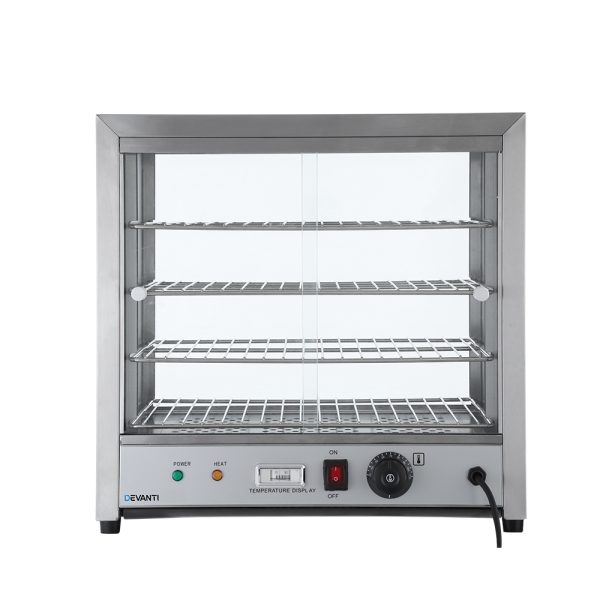 Commercial Food Warmer Pie Hot Display Showcase Cabinet Stainless Steel – 54x34x53 cm